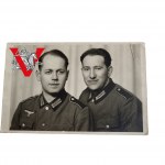III Rzesza, Werhmacht Dwóch Żołnierzy, Portrety Ładne Detale, Gapa Swastyka, Rozmiar Pocztówkowy