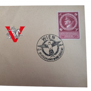 Third Reich , Adolf Hitler , April 20, 1944, Hitler's Birthday, Commemorative Card, Stamped Stamp