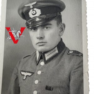 Third Reich , Werhmacht , Soldier Portrait , Distinguished Baret, Gap, Regimental Number, Postcard Size
