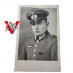 Third Reich , Werhmacht , Soldier Portrait , Distinguished Baret, Gap, Regimental Number, Postcard Size