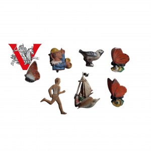 Third Reich, 7 Brick Figure Badge, WHW Winter Aid, Wintershislwerk