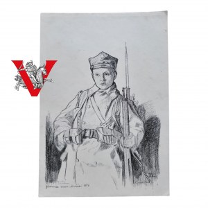 Polish Legions, Young Legionnaire with Rifle and Rogatywka, 1916, Original from the Epoch