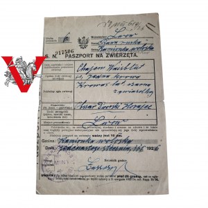 JUDAIKA, Chajm Waisbutt, Lwów 1926, Paszport na Zwierzęta, Ciekawy Dokument