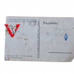 Zaloty Ułana, Pocztówka Cegiełka na Fundusz Obrony Przeciwgazowej, Karykatura ,Satyra, Koło roku 1921