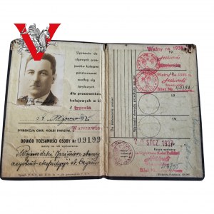 II RP 1938, Legitymacja PKP Kolej, Warszawa