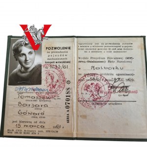Legitimation , Powzolenie na Prowadzanie Motocykli, Kobieta, Malbork 1961