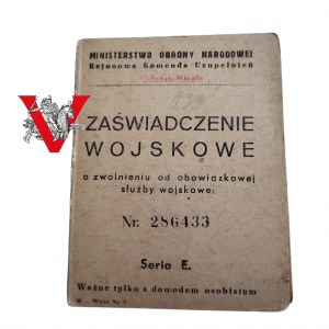 Zaświadczenie Wojskowe Legitymacja, Gdańsk 1956