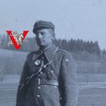 Border Protection Corps , KOP, Waclaw Blicharski at field post, Rabka 1939, Extra Fotografia, Coat and Breast Torch