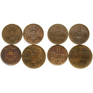 Polska, zestaw: 3 x 1 fenig i 1 x 2 fenigi, 1923-1930, Berlin
