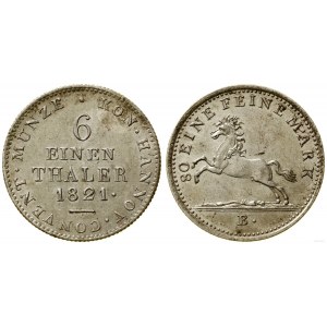 Germany, 1/6 thaler, 1821 B, Hanover