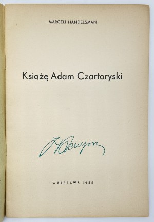 Handelsman Marceli - Książe Adam Czartoryski [print from Miesięcznik Przegląd Współczesny][Warsaw 1938].