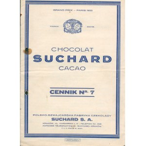 Cennik nr 7 Polsko-Szwajcarskiej fabryki czekolady Suchard S.A.