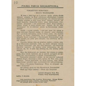 Ulotka PPS-u nt. zamachu stanu Januszajtisa