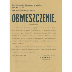 Announcement of the C. and k. District Command [13.03.1916].
