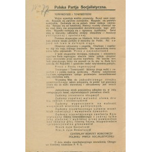 Polish Socialist Party - Comrades and Comrades! [A call to strike against the Regency Council and the partitioners] ]