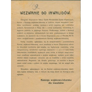 Wezwanie do inwalidów [Lublin 1918-1919]