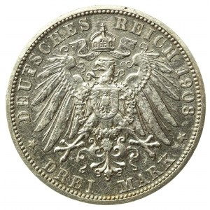Niemcy, Saksonia-Meiningen, 3 marki 1908 (656)