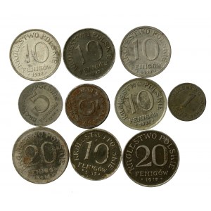 Polské království, sada 1, 5, 10, 20 feniků 1917-1918. celkem 10 ks. (937)