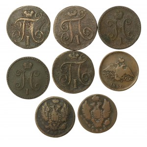 Rosja, zestaw 1 kopiejki 1797-1844. Razem 8 szt. (966)