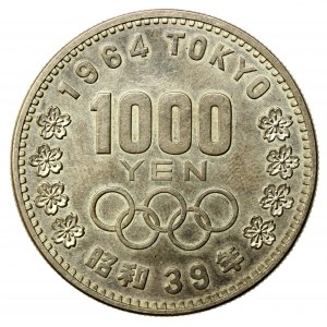 Japan, Hirohito, 1,000 yen 1964 (year 39), Osaka, Tokyo Summer Olympics (990)