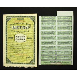 Beton Akcyjna Spółka Budowlana w Krakowie, 25.000 mkp 7.11.1921 (1117)