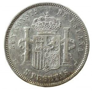 Spanien, Alfonso XIII., 5 Peseten 1890 (1215)