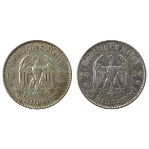 Niemcy, III Rzesza, zestaw 5 marek 1934 Berlin. Razem 2 szt. (1227)