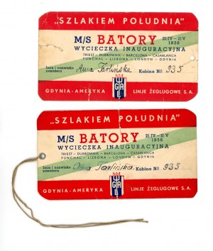 Luggage tag from the inaugural trip on the ship Batory in 1936 (3)
