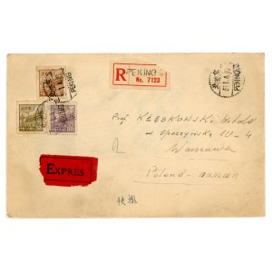 Čína, Peking, expresný doporučený list zo 04.01.51 do Poľska (602)