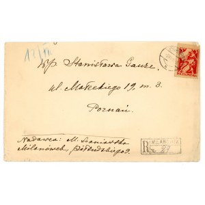 Wydanie łódzkie, list polecony z Milanówka do Poznania 2.XI.45 (521)