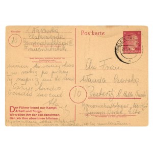 Karta wysłana z obozu pracy Elsterwerda do obozu w Piesteritz dn. 25.3.45 (667)