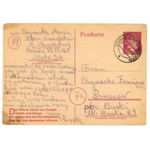 Karta wysłana z obozu pracy Klein Wanzleben dn. 2.1.45 (668)