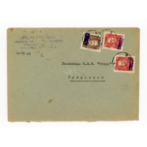 List z Krakowa do Bydgoszczy opłacony znaczkami z nadrukiem groszy, 1951 (875)