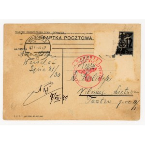 Getto Warszawa, 1940. Kartka GG wysłana z ulicy Gęsiej do Wilna (1003)