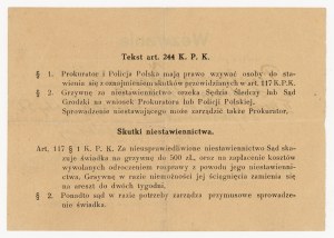 Summons to report to the police of the Central Detention Center, customarily called Centralniak, 1941 (1053)