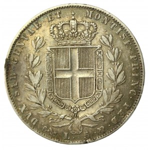Królestwo Sardynii, Carlo Alberto, 5 lirów 1847, Genua (515)
