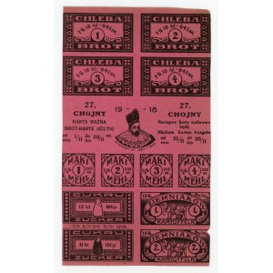 Chojny (now a settlement in Lodz), food card 1918 - 27. Rare (139)