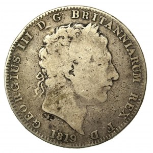 Wielka Brytania, Jerzy III, funt brytyjski 1819. Odmiana z kontmarką w postaci liter CP pod popiersiem (593)