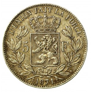 Belgium, Leopold II, 5 francs 1871 (761)