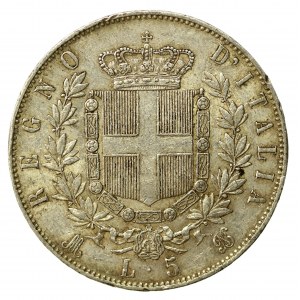 Włochy, Wiktor Emanuel II, 5 lirów 1871, Milan (764)