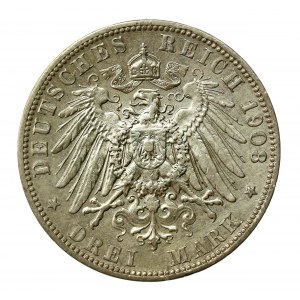 Germany, Prussia, Wilhelm II, 3 marks 1908 (779)