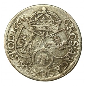 John II Casimir, Sixpence 1661 TLB, Cracow, straight shields ((963)