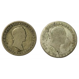 Congress Kingdom, 1 zloty 1818 and 1824, Warsaw. Total of 2 pieces. (1066)