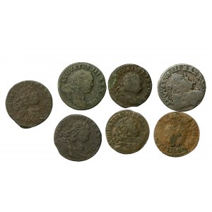 August III Sas, zestaw szelągów. Razem 7 sztuk (1086)