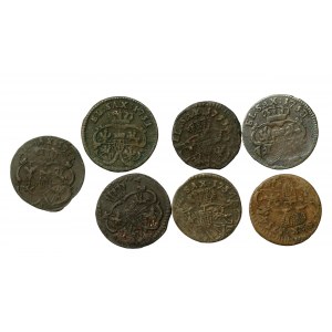 August III Sas, zestaw szelągów. Razem 7 sztuk (1086)