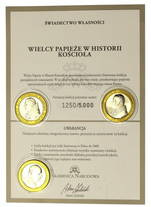 Third Republic, set of Great Popes medals - 3 pieces with certificate (1253)