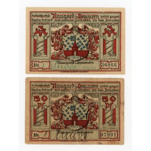 Novogard/Naugard, Stadt, 50 fenig and 3 marks - 50 fen. with handwritten signature. Rare (422)
