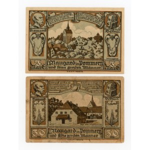 Novogard/Naugard, Stadt, 50 fenig and 3 marks - 50 fen. with handwritten signature. Rare (422)