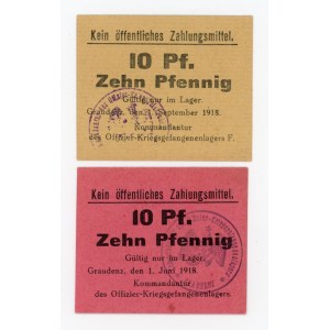Grudziądz/Graudenz, KGL, 2 x 10 fenigów 1918 - obóz jeniecki dla oficerów (429)