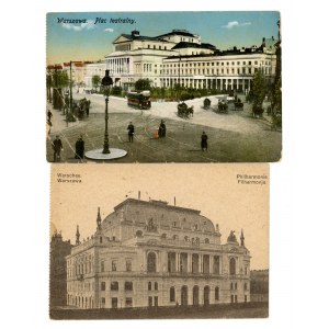 Varsavia - Set di 2 pezzi. Sala della Filarmonica e Piazza del Teatro (206)